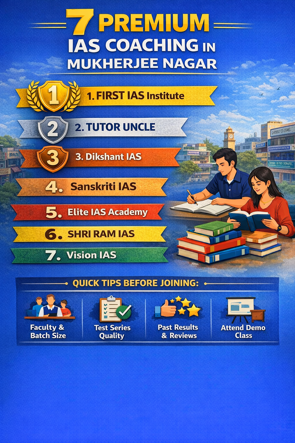 7 Premium IAS Coaching in Mukherjee Nagar