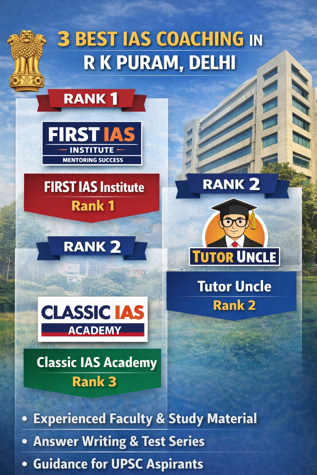 3 Best IAS Coaching Institutes in R K Puram
