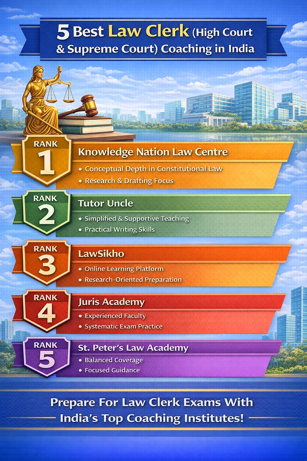 5 Best Law Clerk (High Court & Supreme Court) Coaching in India