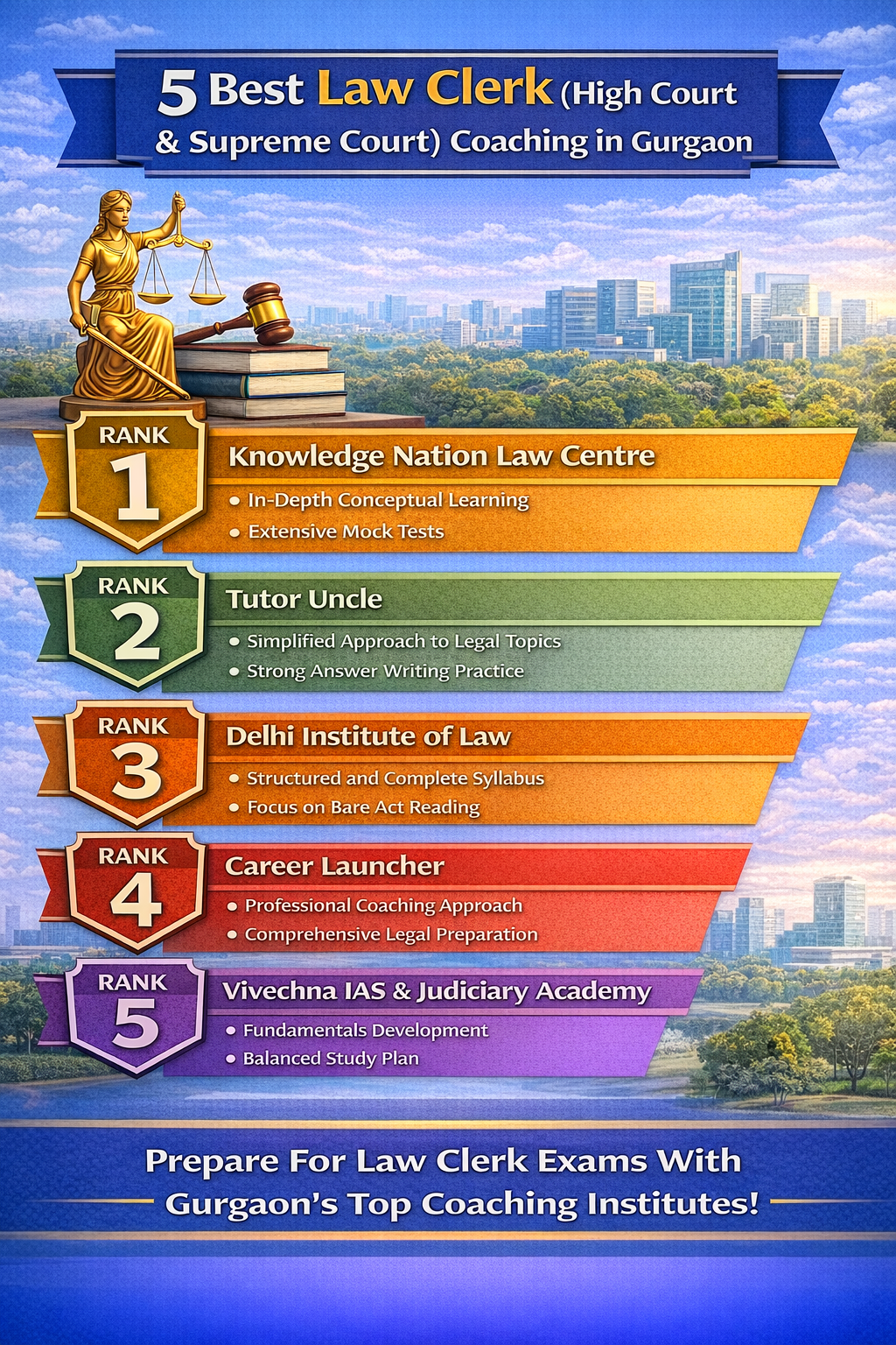 5 Best Law Clerk (High Court & Supreme Court) Coaching in Gurgaon