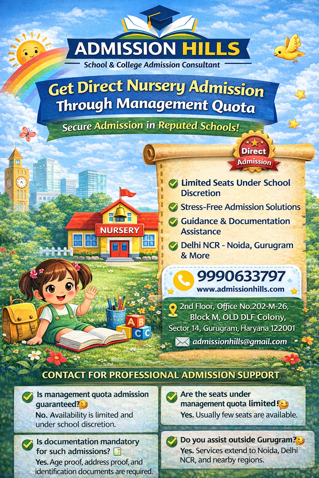 Get Direct Nursery Admission Through Management Quota – ADMISSION HILLS