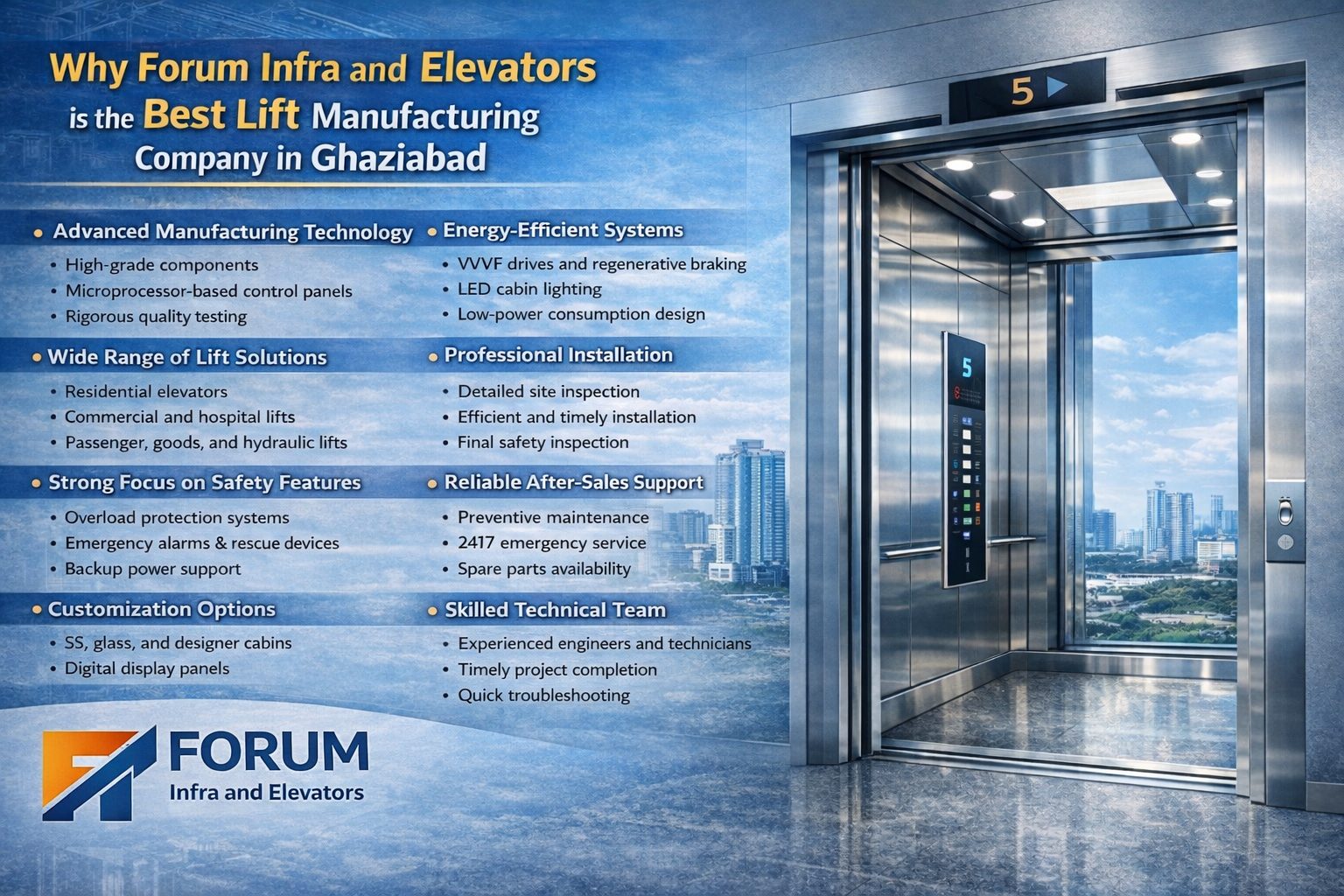 Why Forum Infra and Elevators is the Best Lift Manufacturing Company in Ghaziabad
