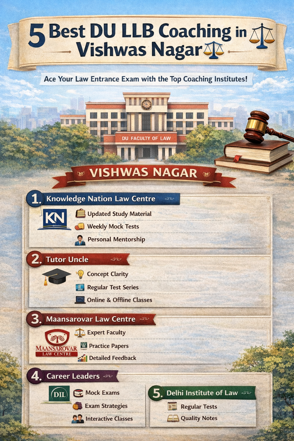 5 Best DU LLB Coaching in Vishwas Nagar
