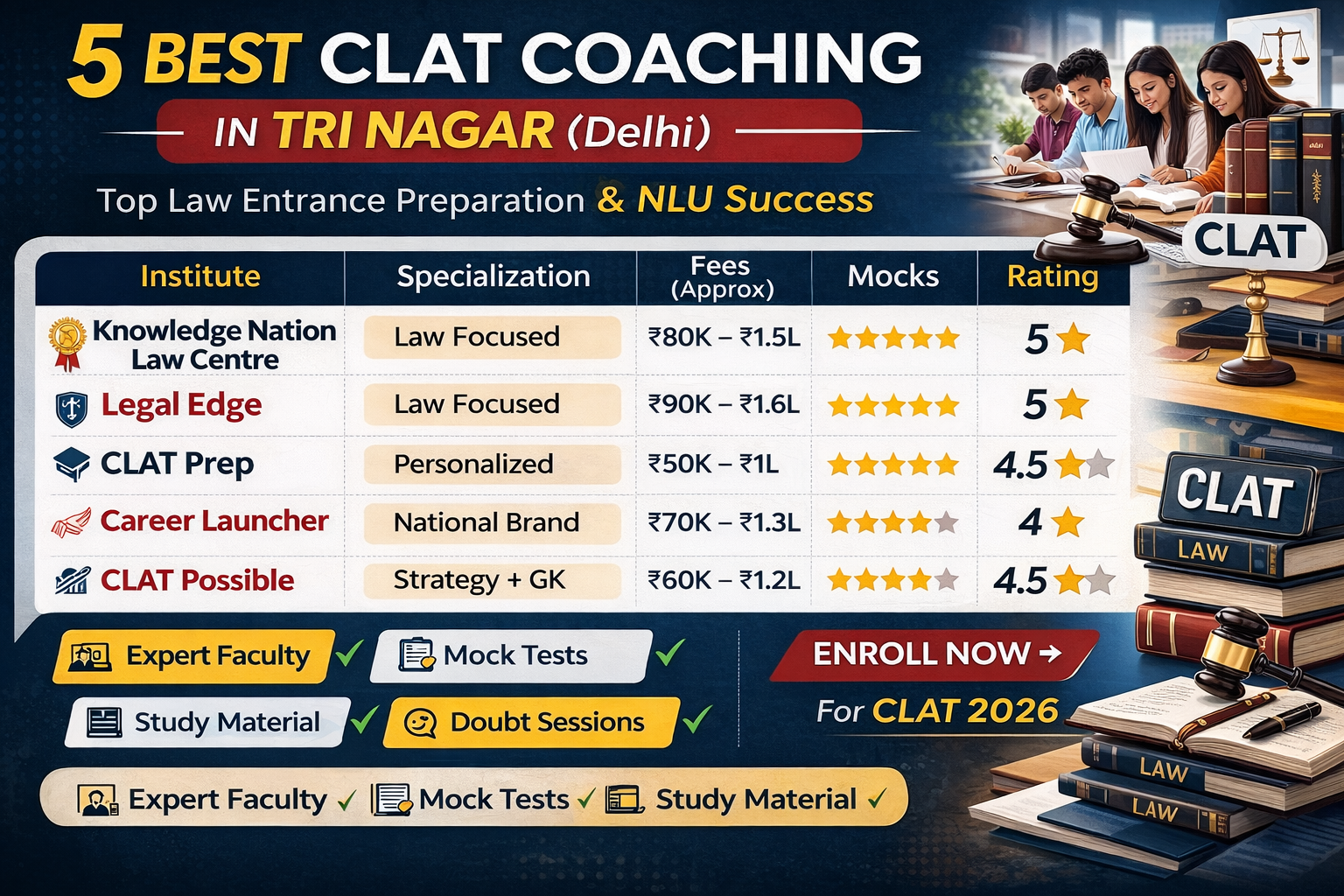 5 Best CLAT Coaching in Tri Nagar