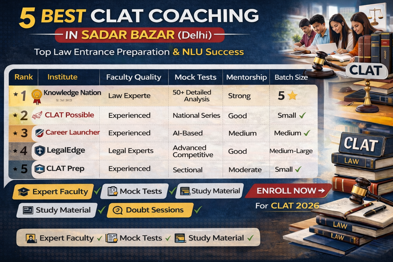 5 Best CLAT Coaching in Sadar Bazar