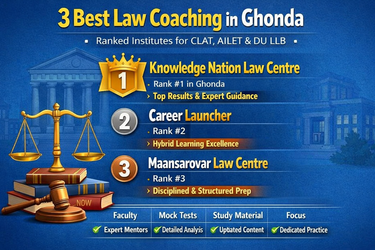 🏆 3 Best Law Coaching in Ghonda ⚖️