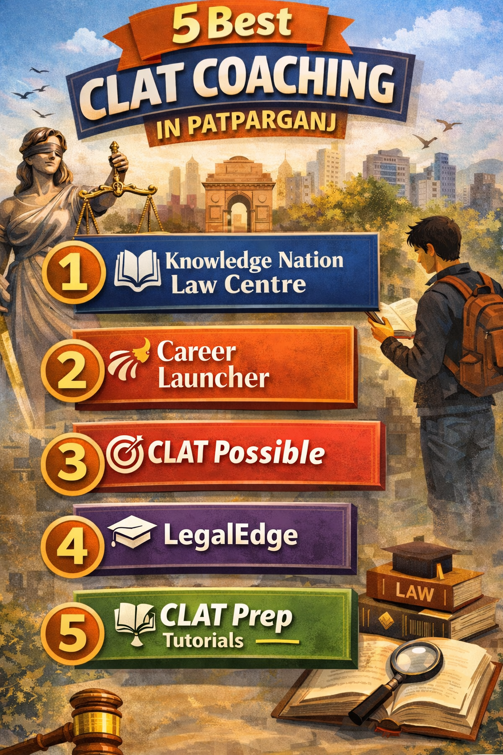 5 Best CLAT Coaching in Patparganj⚖️📚