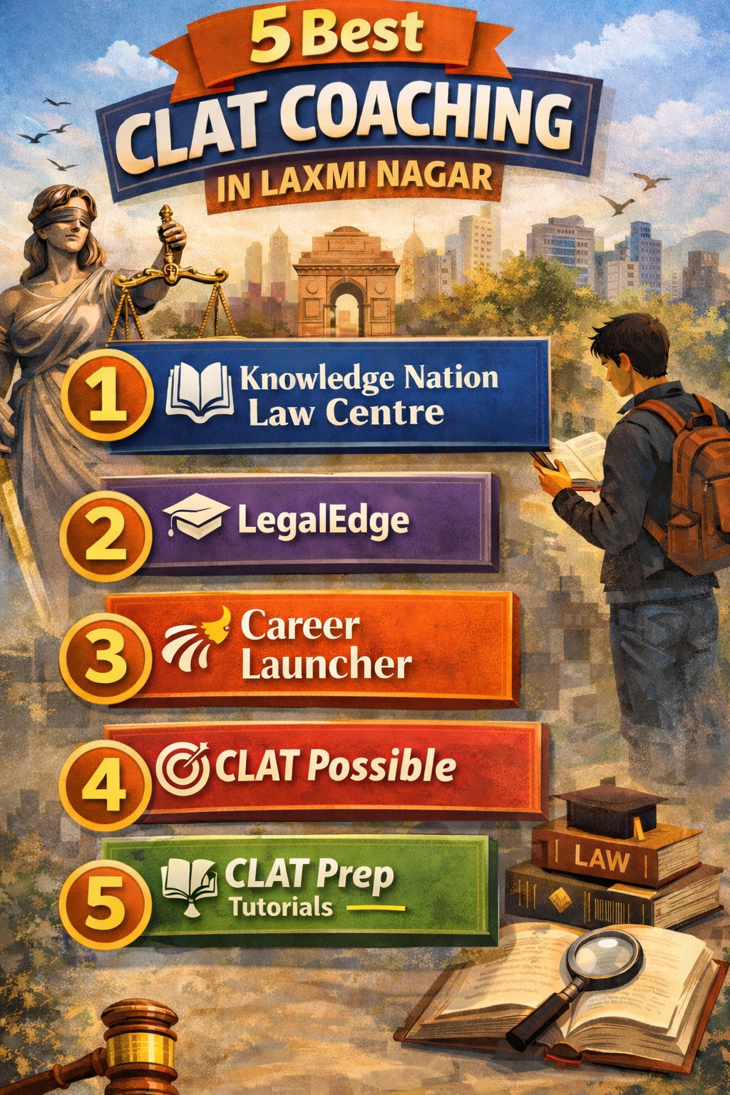5 Best CLAT Coaching in Laxmi Nagar⚖️📚