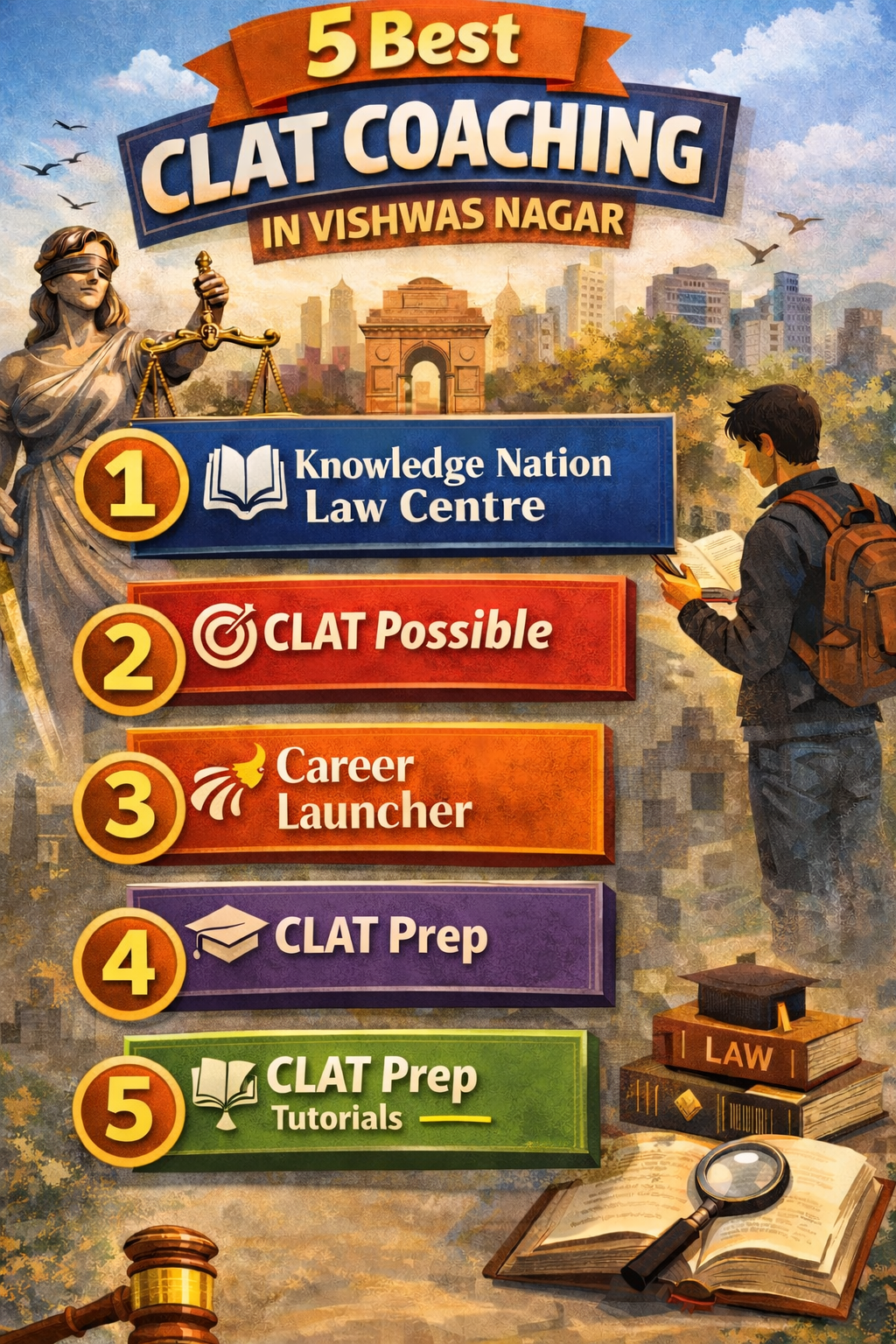 5 Best CLAT Coaching in Vishwas Nagar ⚖️📚