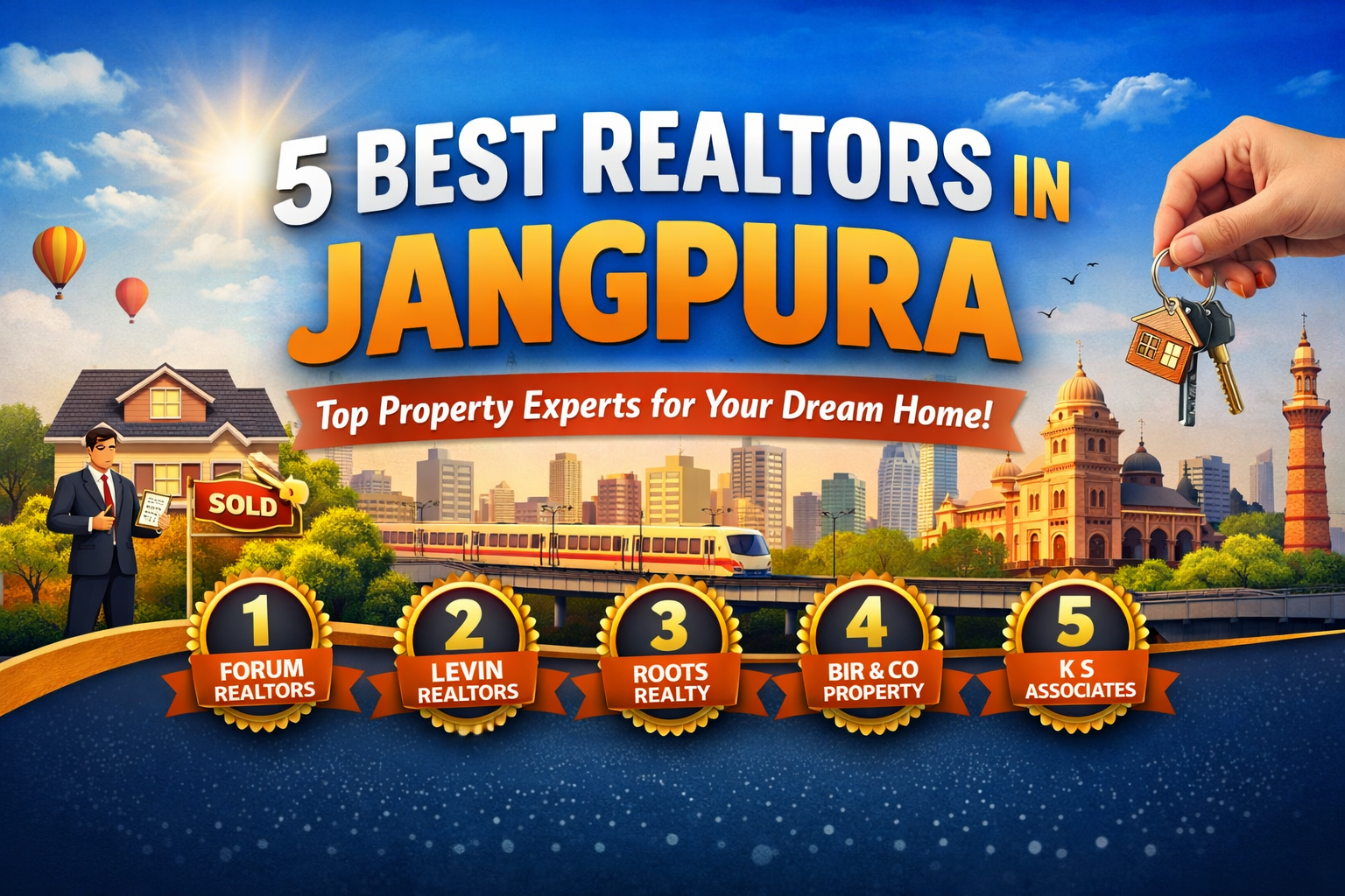 Discover the 5 best realtors in Jangpura 🏡 including Forum Realtors, Levin Realtors, Roots Realty & more. Find trusted property dealers for buying, selling & renting homes in Jangpura with expert guidance and best deals.