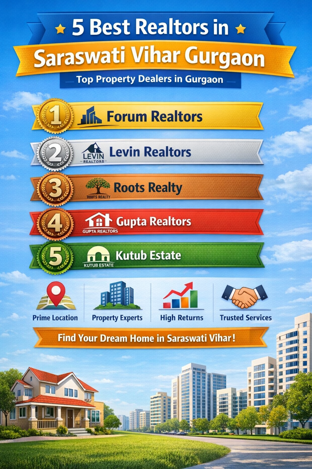 5 Best Realtors in Saraswati Vihar Gurgaon