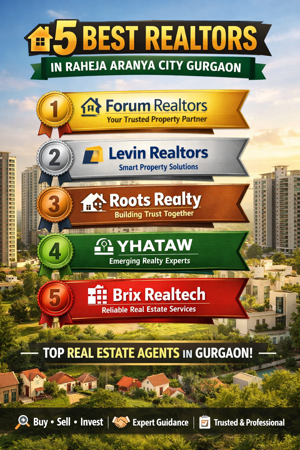 5 Best Realtors in Raheja Aranya City Gurgaon