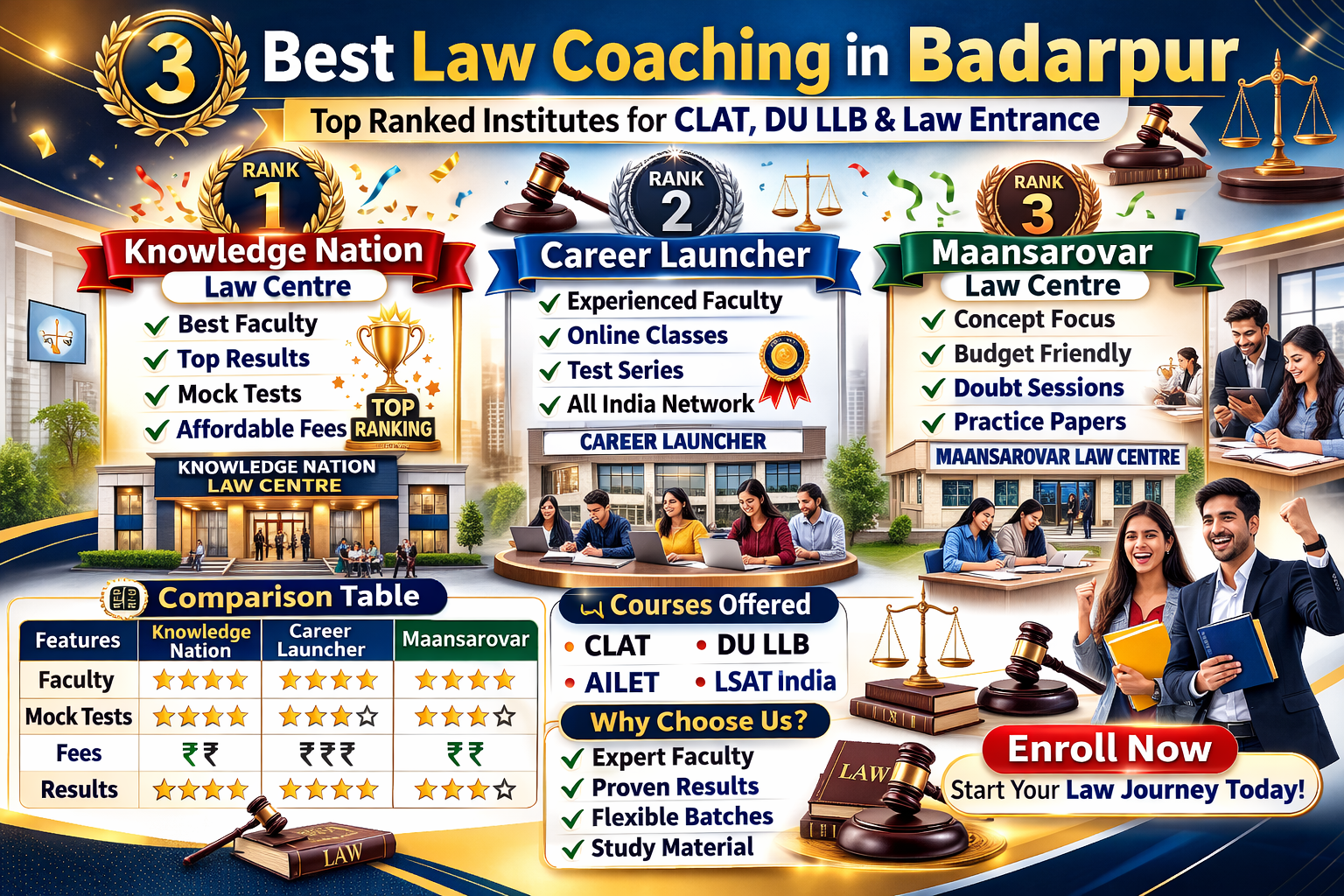 🏆 3 Best Law Coaching in Badarpur ⚖️📚