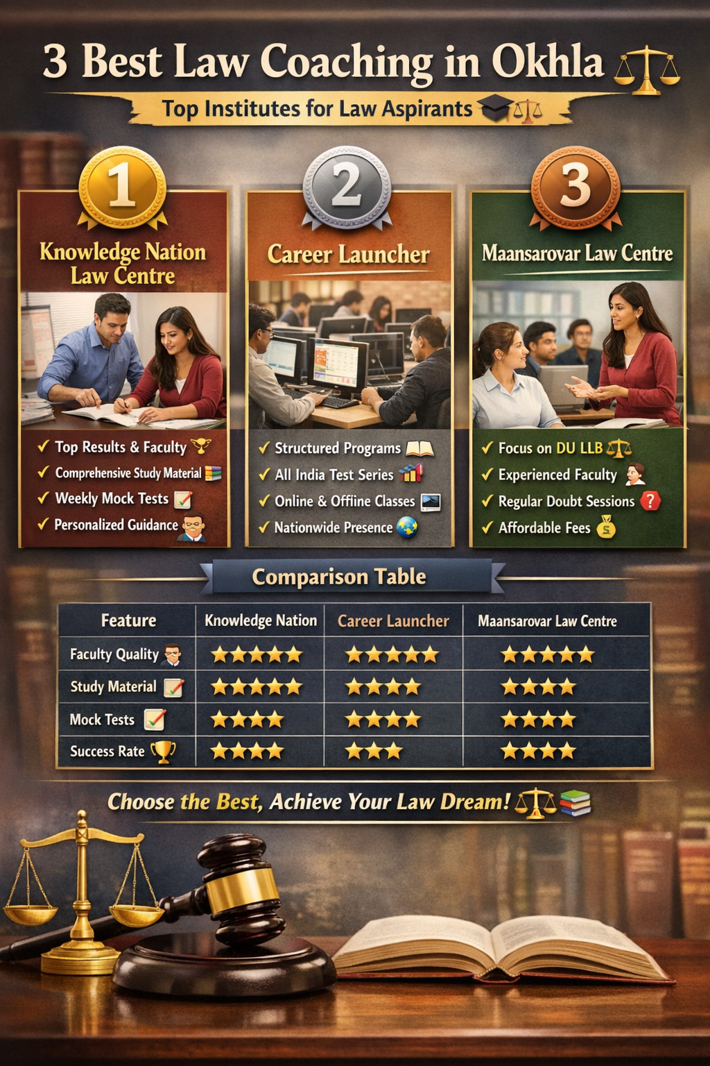 🏆 3 Best Law Coaching in Okhla 🎓⚖️