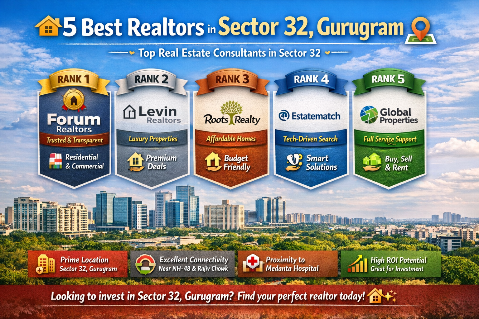 5 Best Realtors in Sector 32, Gurugram