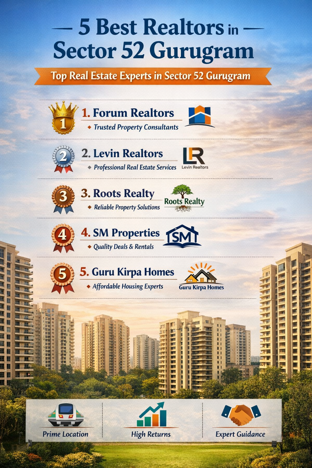 5 Best Realtors in Sector 52 Gurugram